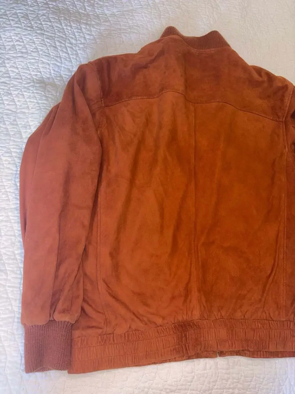 Real Clothes Vintage Brown Suede Leather Bomber Jacket Korea Men’s Large L